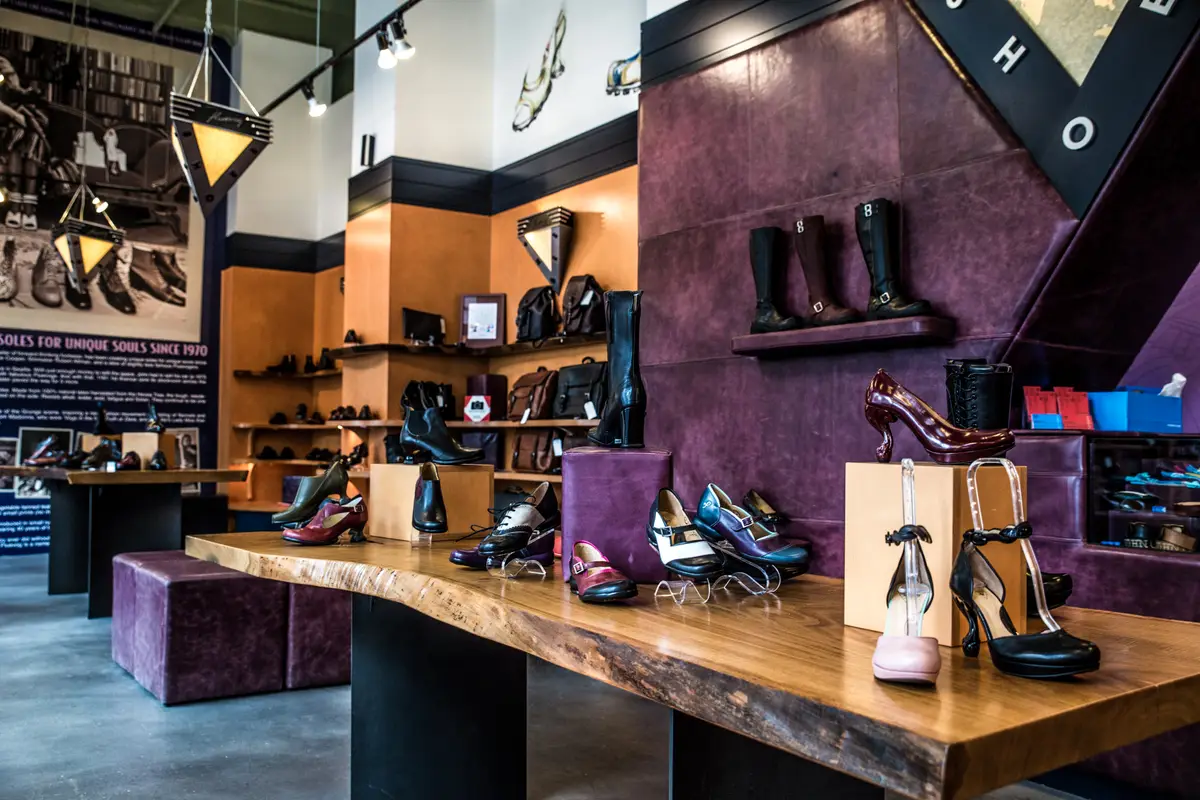 Custom retail displays at the John Fluevog store in Seattle
