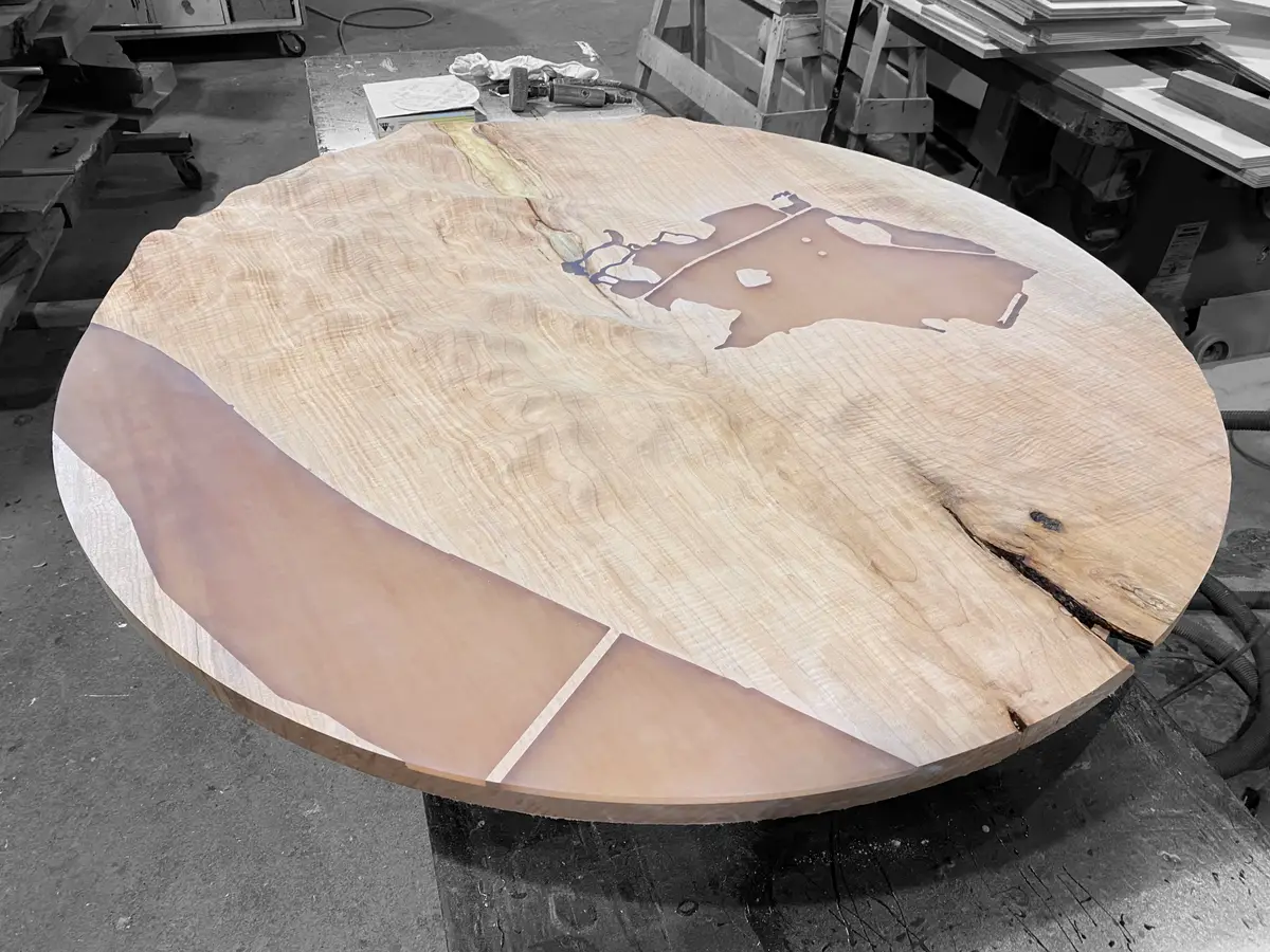 Sculpted maple art wall installation